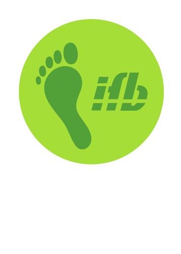 Ein Logo mit einem Fuß und den Buchstaben i f b